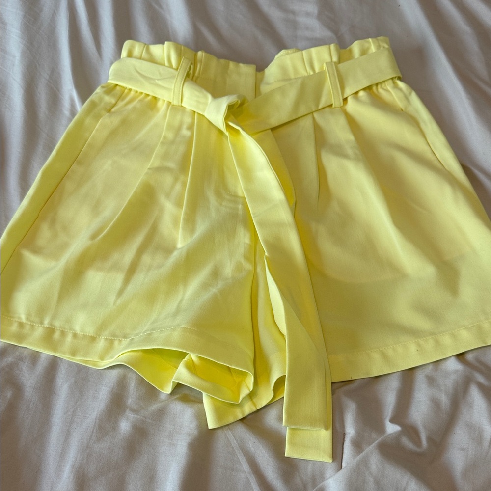 BCBGMaxAzria Bright Yellow High Waist Shorts